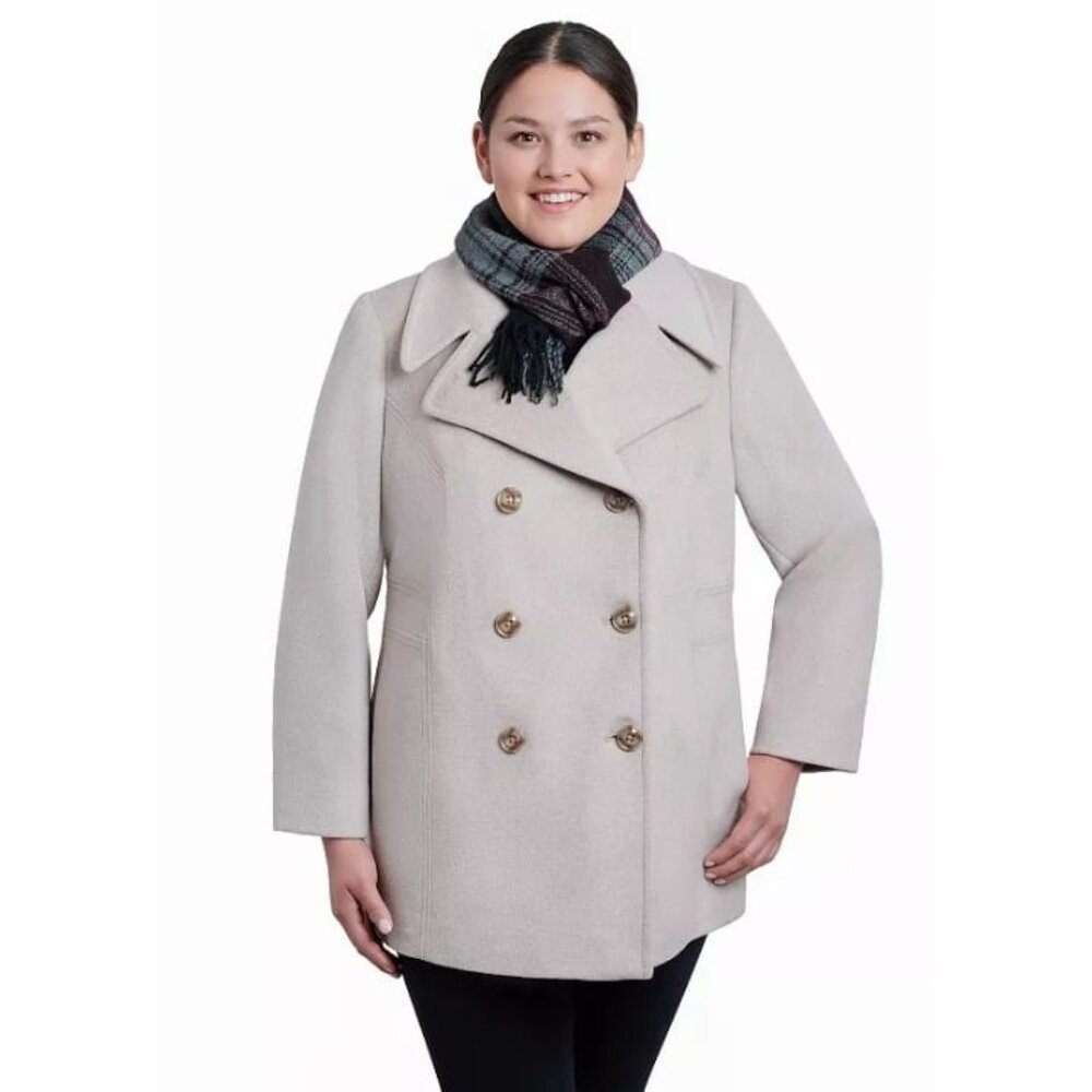 London Fog Scarf & Wool-Blend Peacoat SIZE XL